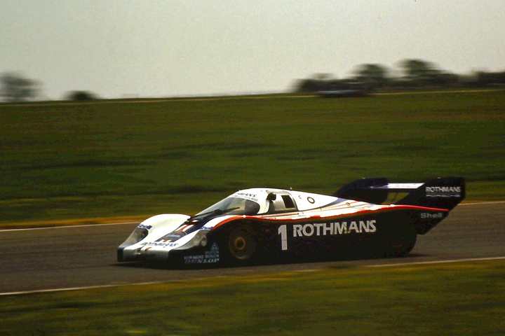 The Rothmans Porsche 956 of Jacky Ickx and Derek Bell at the Silverstone 6 Hours in 1982