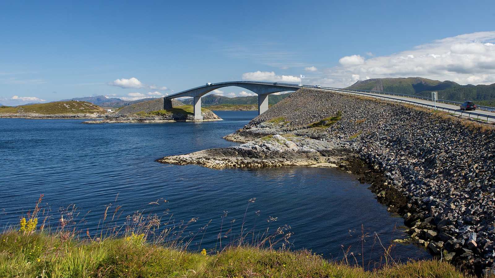 The curved Storseisundet Bridge on Norway's Atlantic Ocean Road